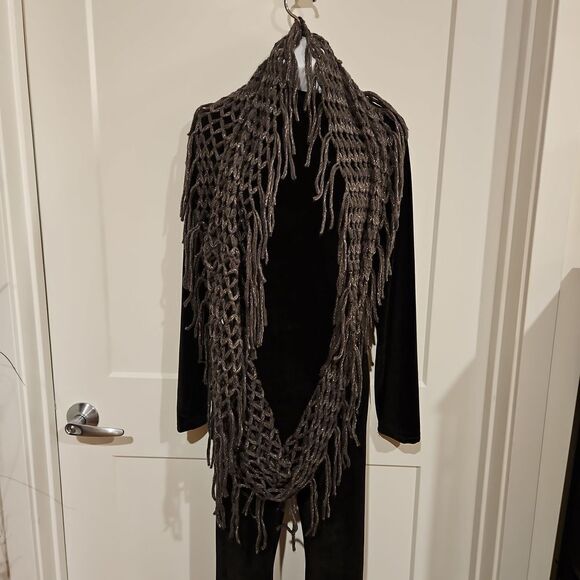 Grey with Shimmering Silver Infinity Scarf - Picture 5 of 6